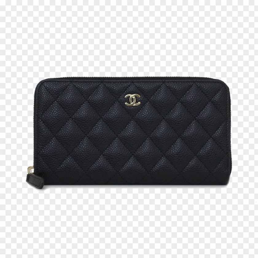 CHANEL Chanel Black Leather Wallet Handbag Coin Purse PNG
