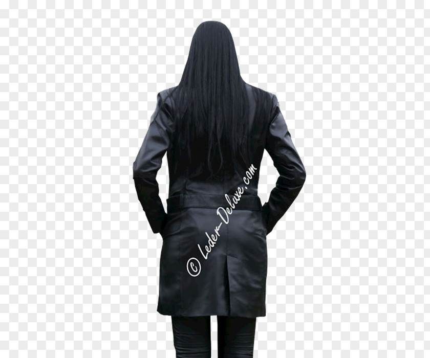 Mantel Overcoat Leather Jacket Black M PNG