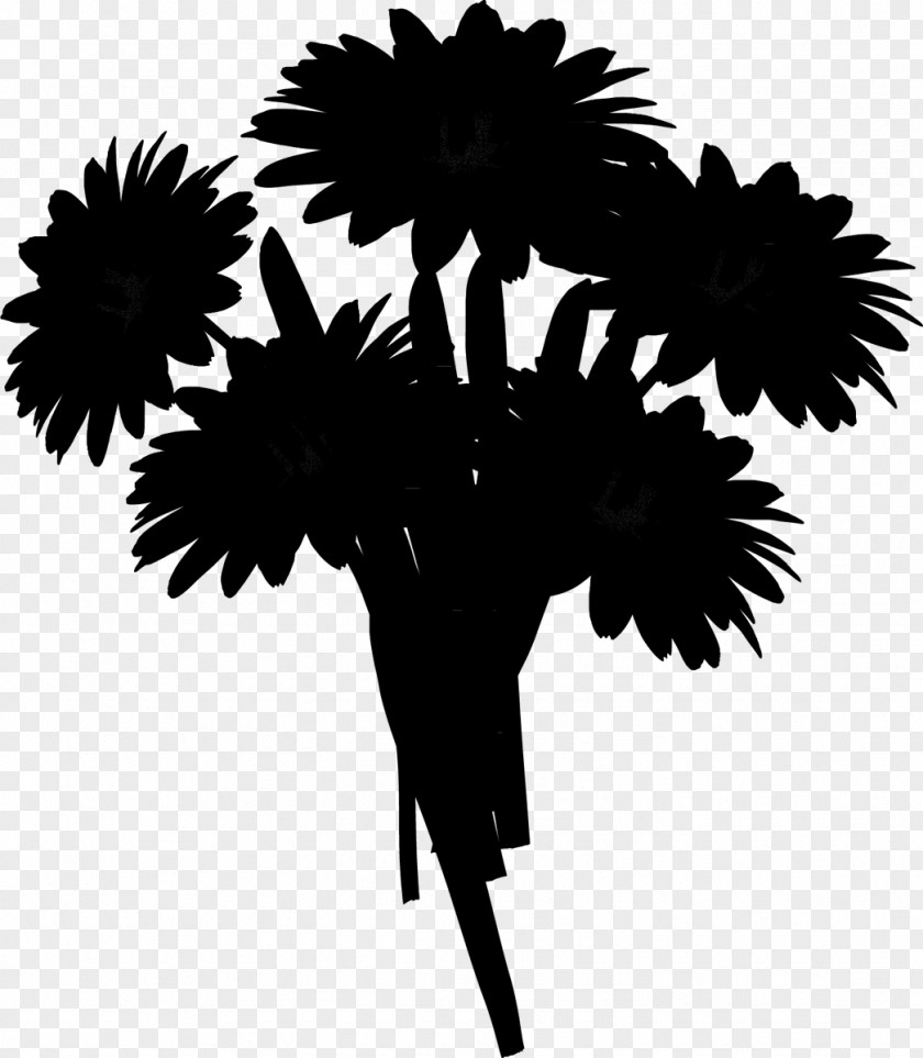 Palm Trees Silhouette Flower Leaf Branching PNG