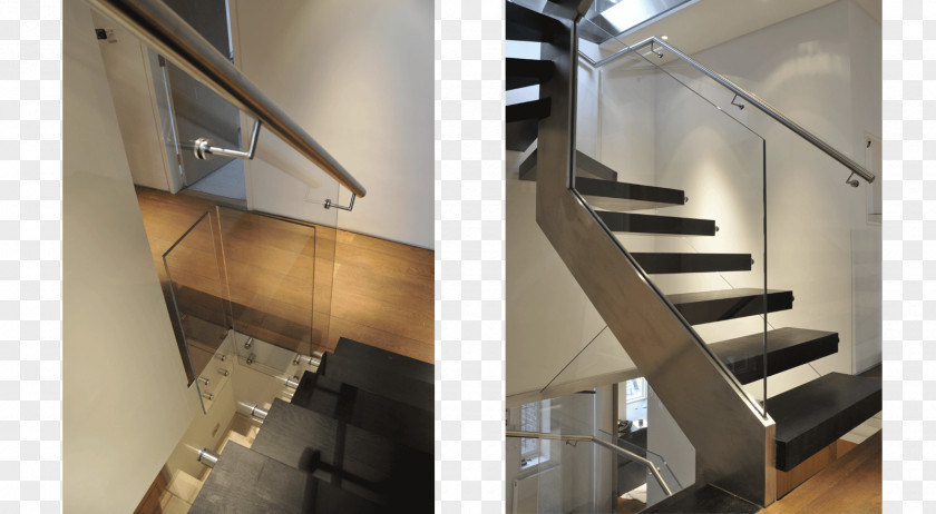 Staircase Stairs Handrail Glass Baluster Stainless Steel PNG