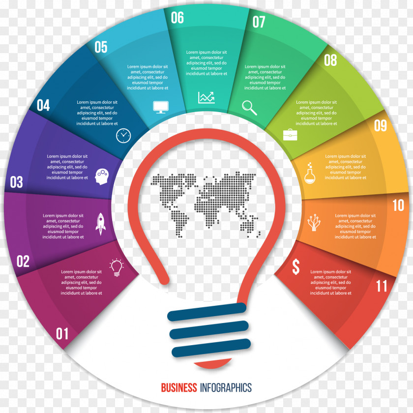 Chart Bulb Shape Vector Elements Diagram Infographic PNG