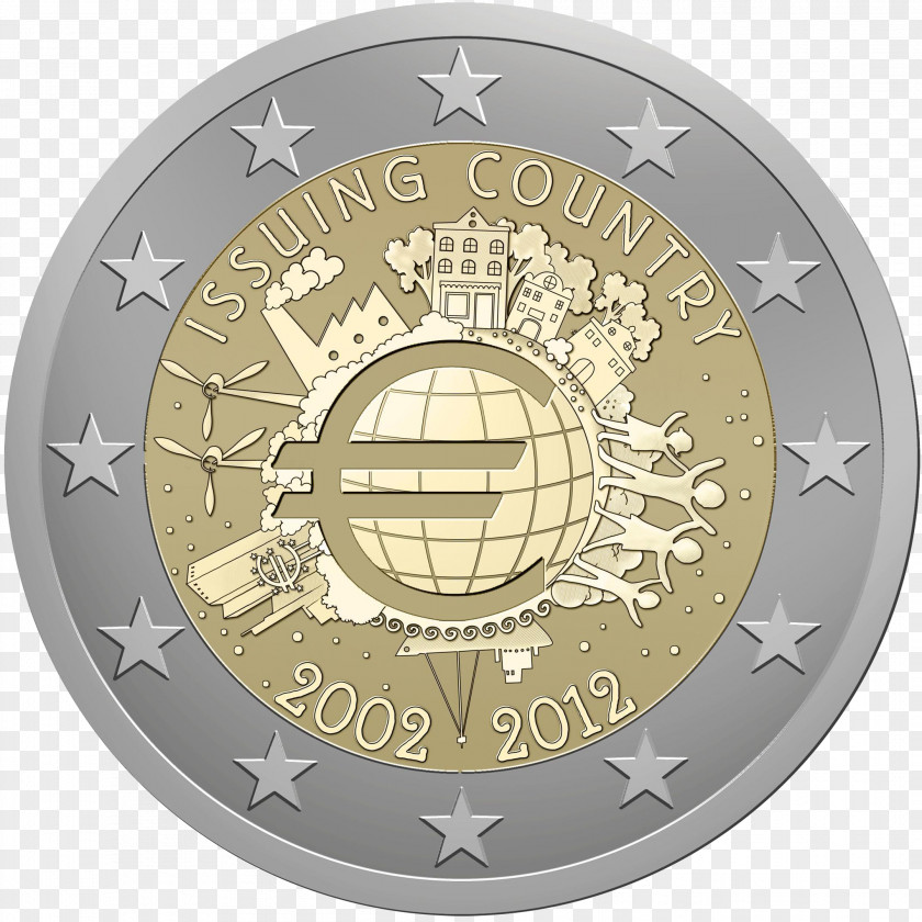 Euro 2 Coin European Union Commemorative Coins PNG