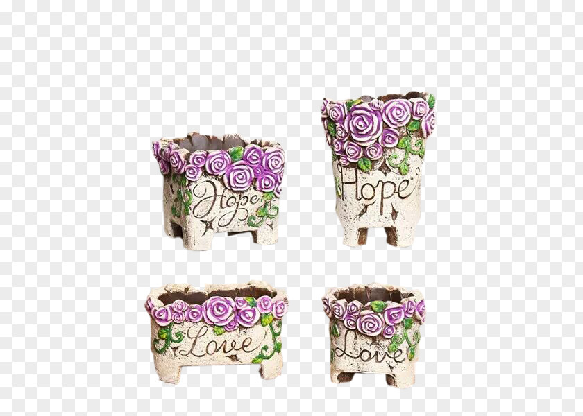 A Family Of Four Rose Pattern Pots Flowerpot Clip Art PNG