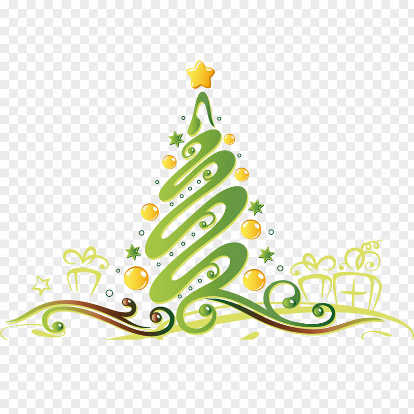 Features Christmas Tree Gift Yule New Year Illustration PNG