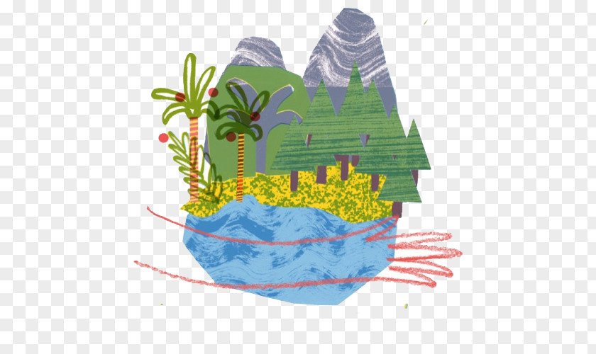Cartoon Forest Mountains Tree PNG
