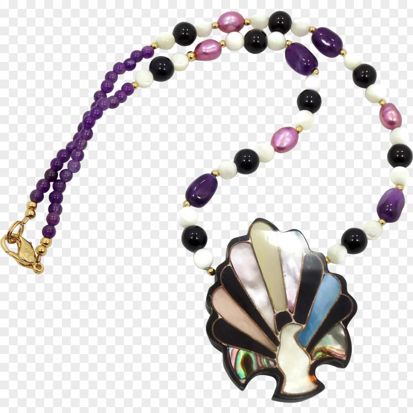 Necklace Amethyst Nacre Bead Jewellery PNG