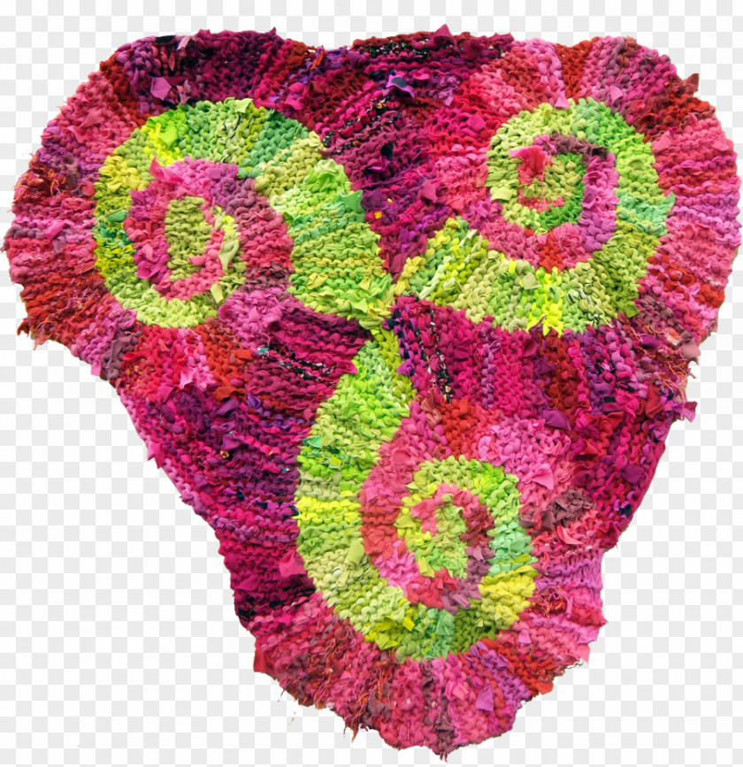 Pink Rug Wool Cut Flowers Crochet M PNG