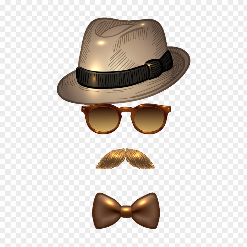 Man Avatar Fedora Sunglasses Hat Moustache PNG