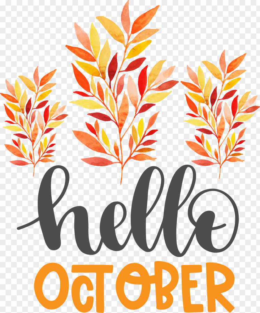 Hello October Autumn PNG