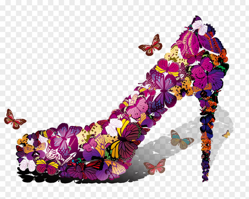 Butterfly Heels High-heeled Footwear Court Shoe Stiletto Heel PNG