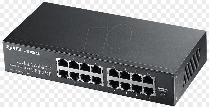 Switch Hub Gigabit Ethernet Network ZyXEL GS1100-16 Computer PNG