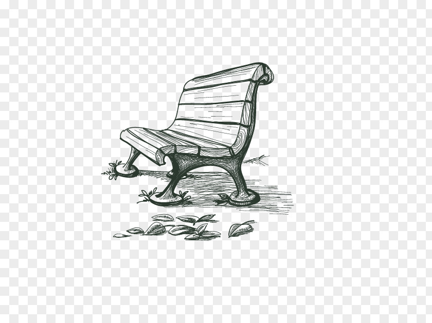 Hand-painted Park Benches Drawing Quotation PNG