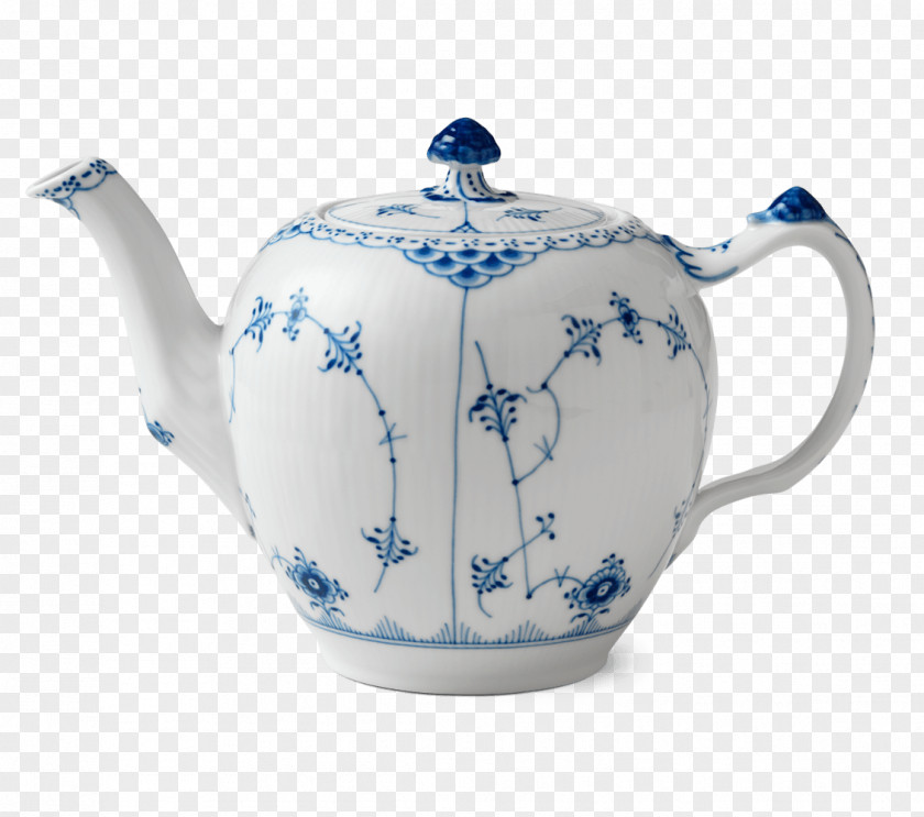 Plate Royal Copenhagen Teapot Porcelain Musselmalet PNG