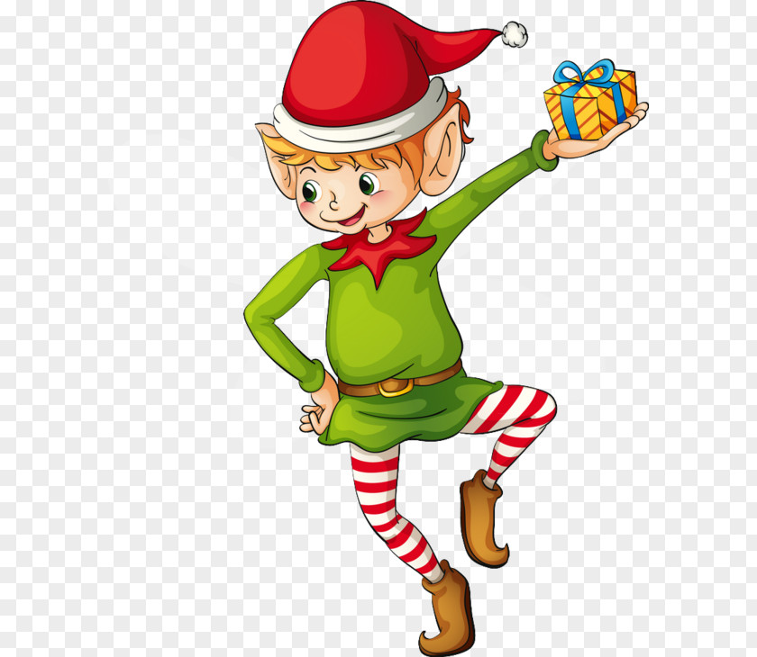 Pleased Cartoon Christmas Elf PNG