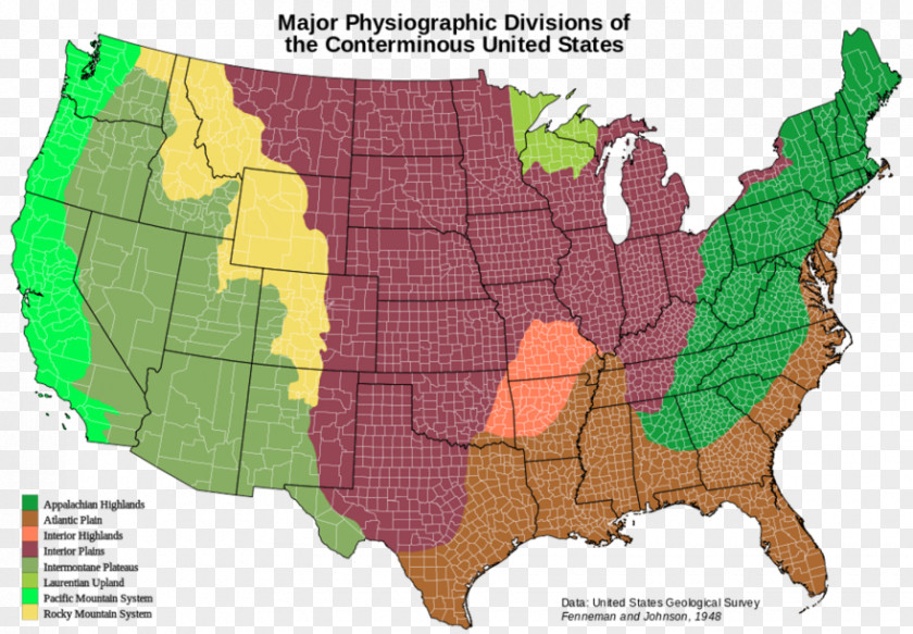 Students Material United States Of America Physiographic Regions The World Interior Plains Map PNG