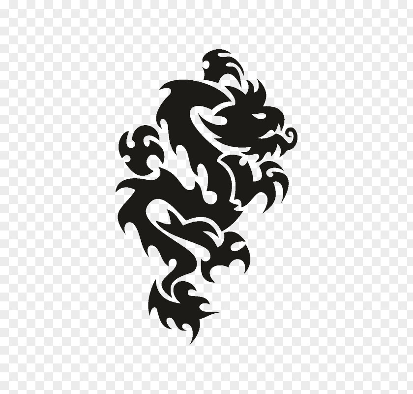 Japanese Dragon Tattoo Stencil Drawing Vector Graphics Wall Decal PNG