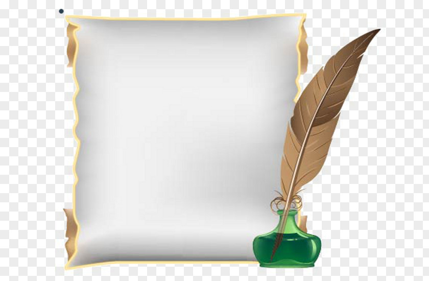 Scroll Paper Feather Quill Inkwell PNG