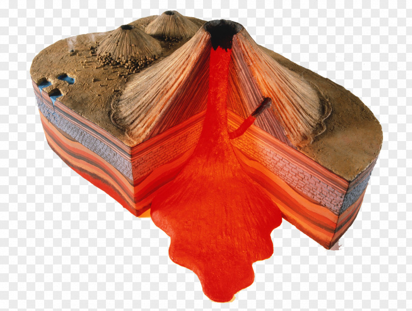 Volcanic Rock Cross Section Volcano Magma Cinder Cone Model Surface PNG