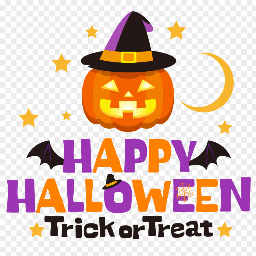Jackolantern Witch Hat Happy Halloween Text PNG