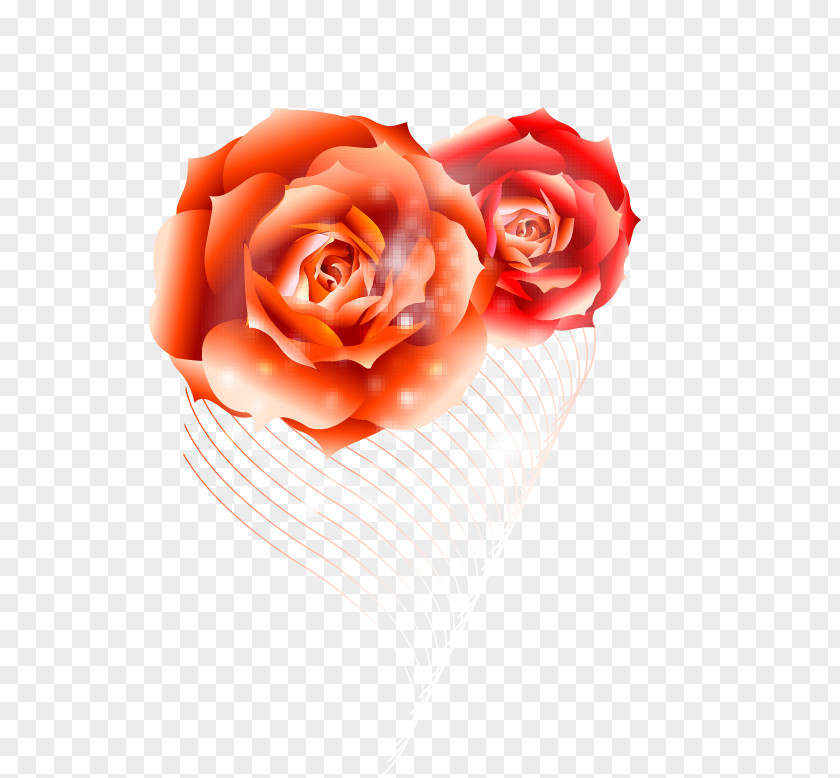 Beautiful Roses Fantasy Curve Line Flower Clip Art PNG