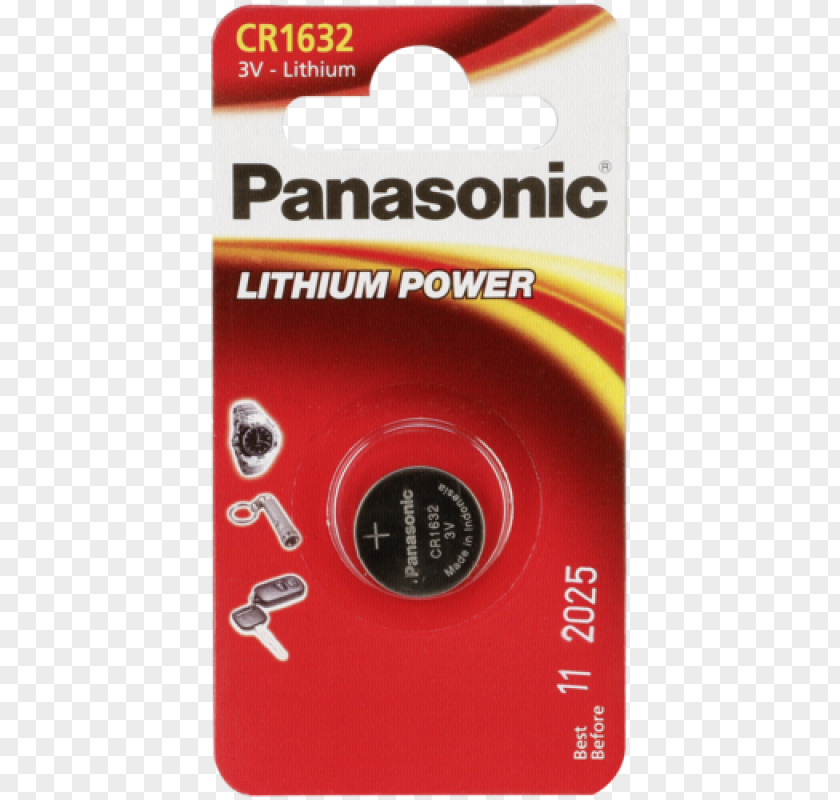 Button Cell Electric Battery Panasonic Lithium CR2032 PNG