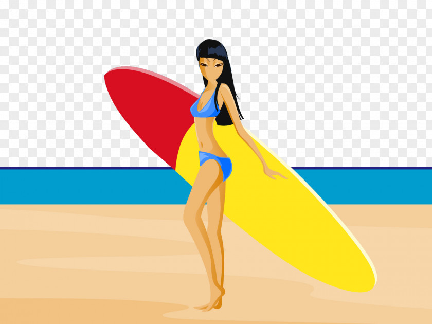 Beach Surfing Cartoon PNG
