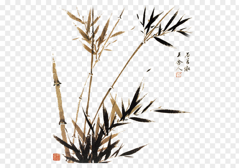 Bamboo Ink Wash Painting Chinese PNG
