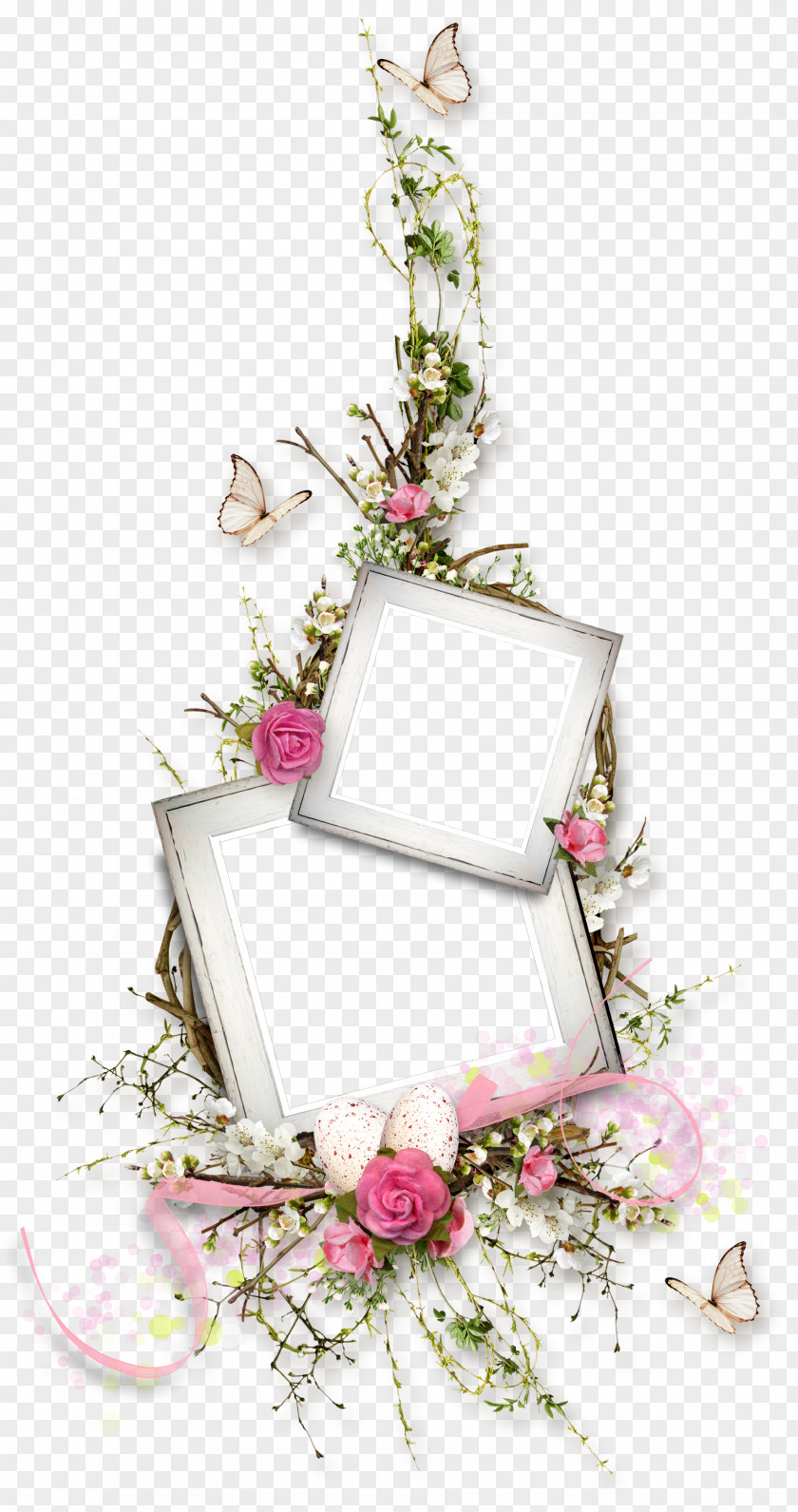 Butterfly Pink Flowers Floral Design PNG