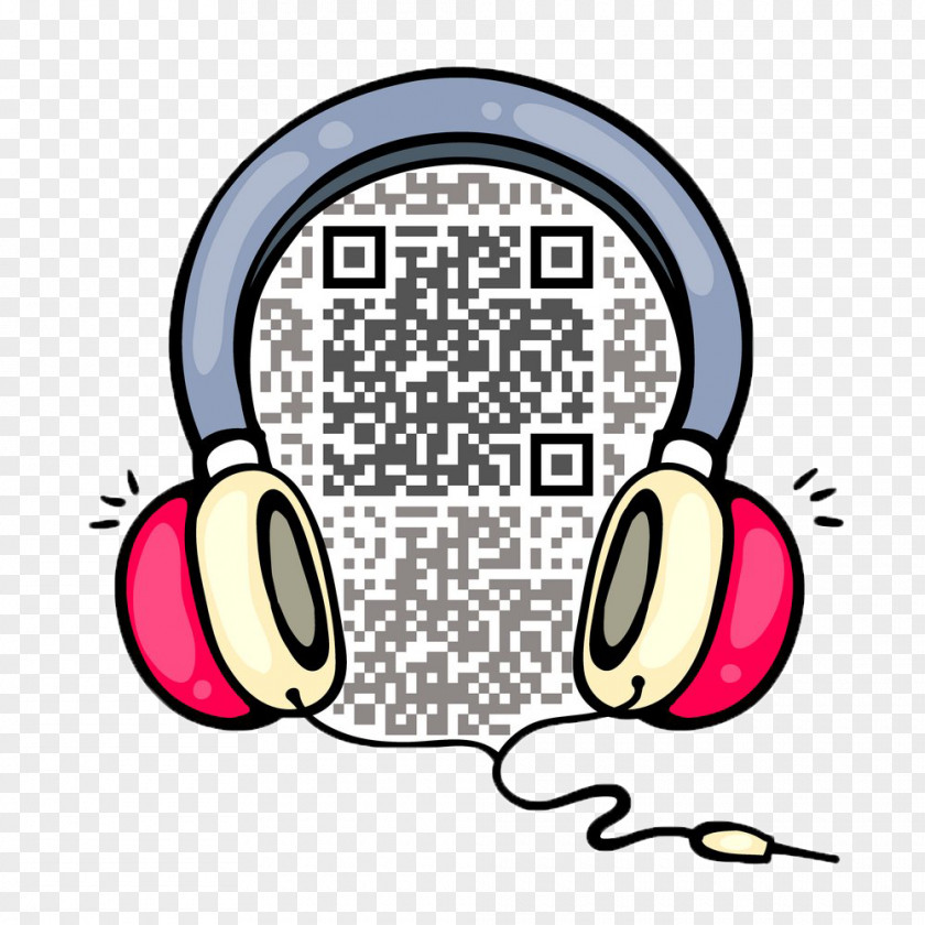 Personality TwoDimensional Code Identification Headphones 2D Computer Graphics Cartoon PNG