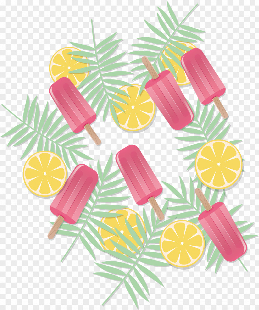 Pink Popsicle Lemon Sheet Pattern Sorbet Motif Tropics PNG