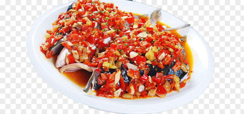 Fish Head Hunan Cuisine Bell Pepper Yutou Food PNG
