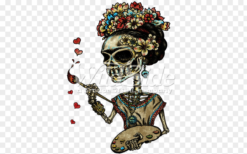 Hand-painted Skull La Calavera Catrina Art T-shirt PNG