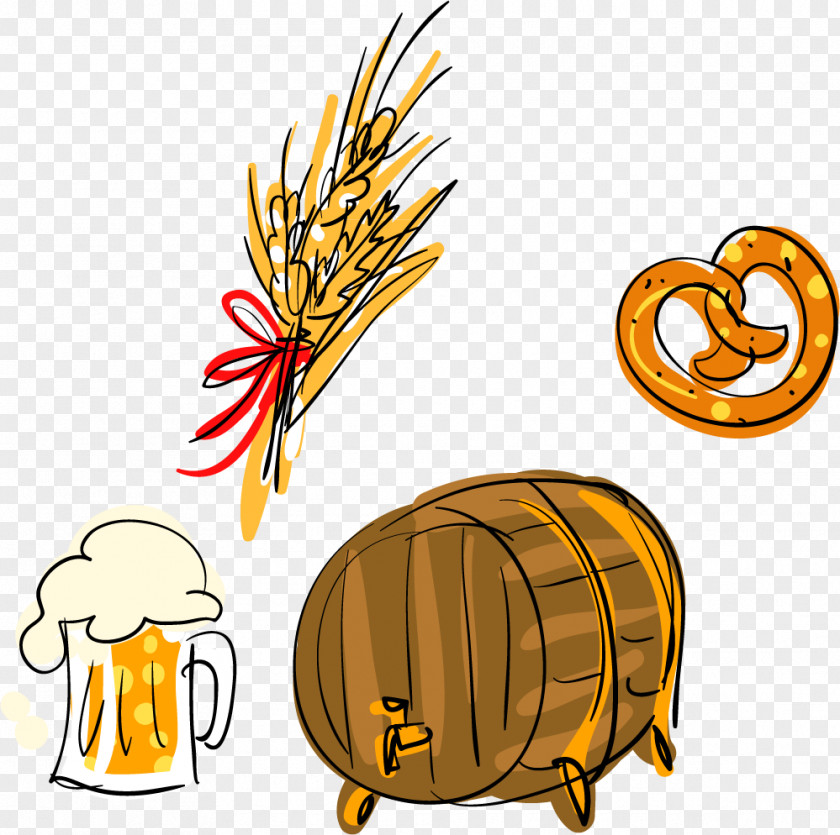 Beer Raw Vector Elements Oktoberfest Barrel Alcoholic Beverage PNG