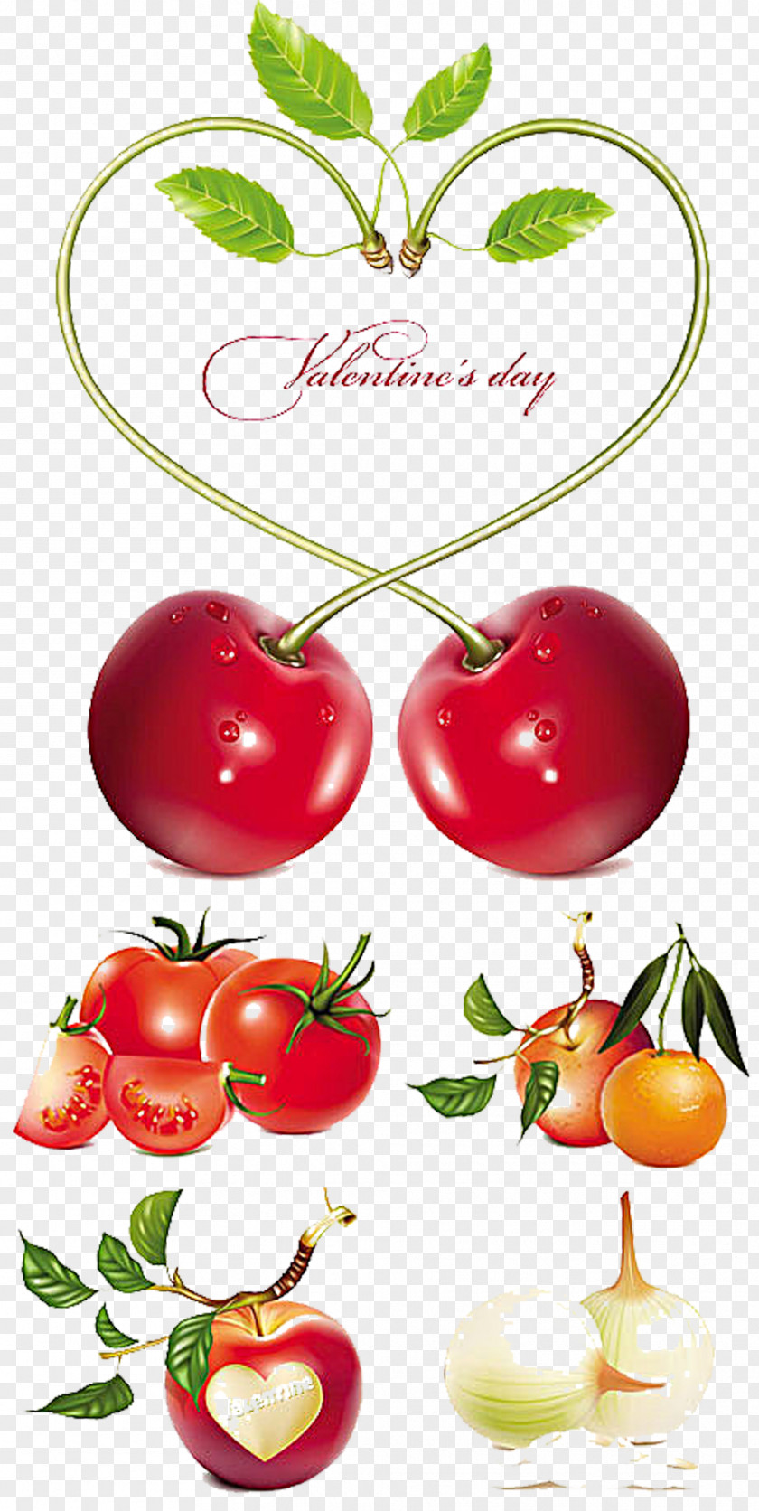 Cherry Creative Picture Material Valentines Day Heart Clip Art PNG