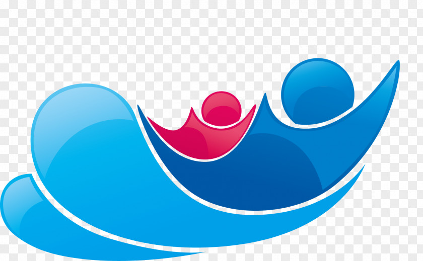 Blue Abstract Cartoon Villain Water Skiing Sign Icon PNG
