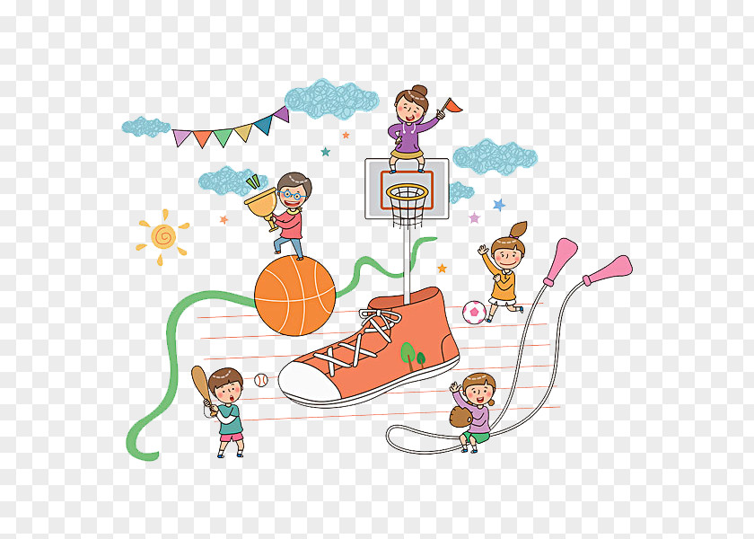 Happy Children Basketball Clip Art PNG