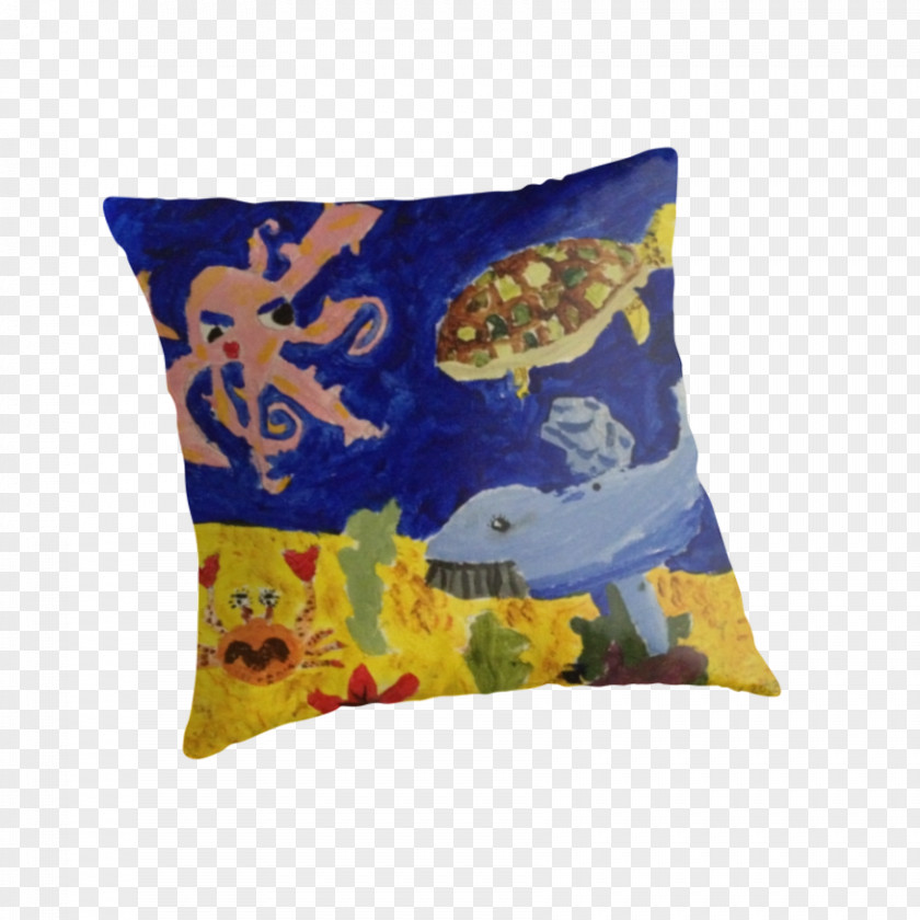 Under Sea Throw Pillows Cushion Cobalt Blue PNG