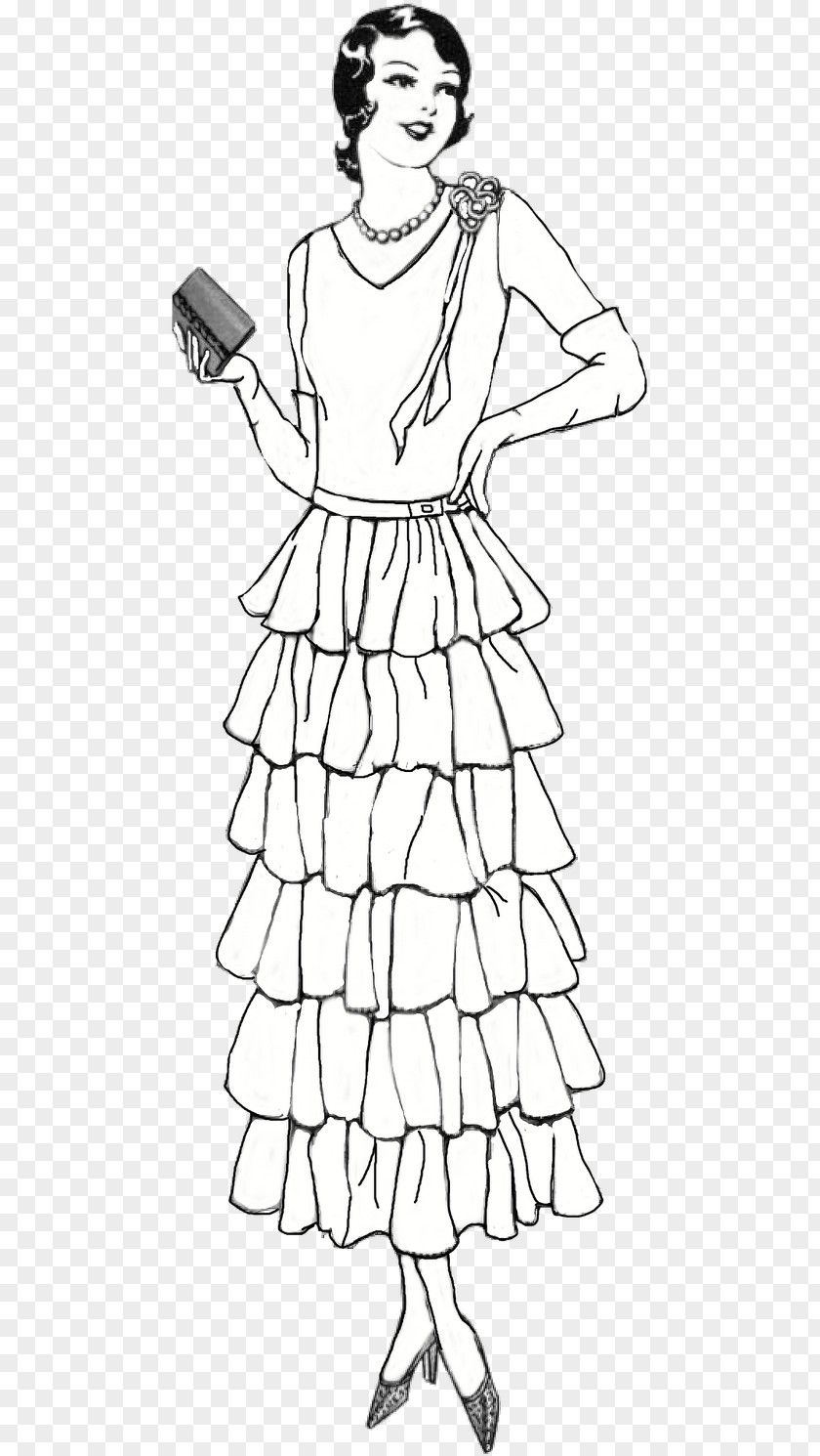 Drawing Fashion Design White Day Dress Clothing Line Art PNG