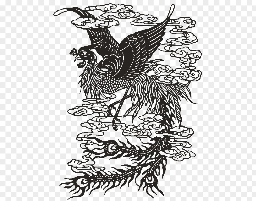 Hanten Papercutting Fenghuang Art Clip PNG