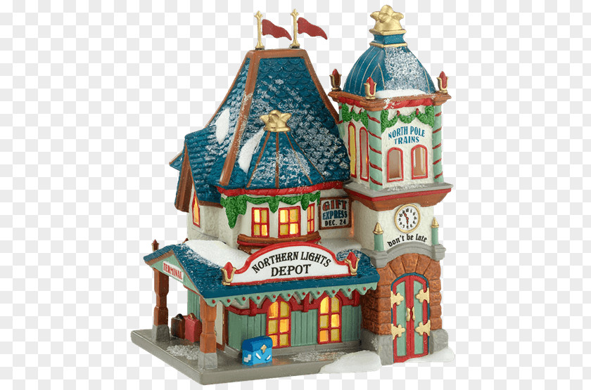 Santa Claus North Pole Department 56 Christmas Gingerbread House PNG