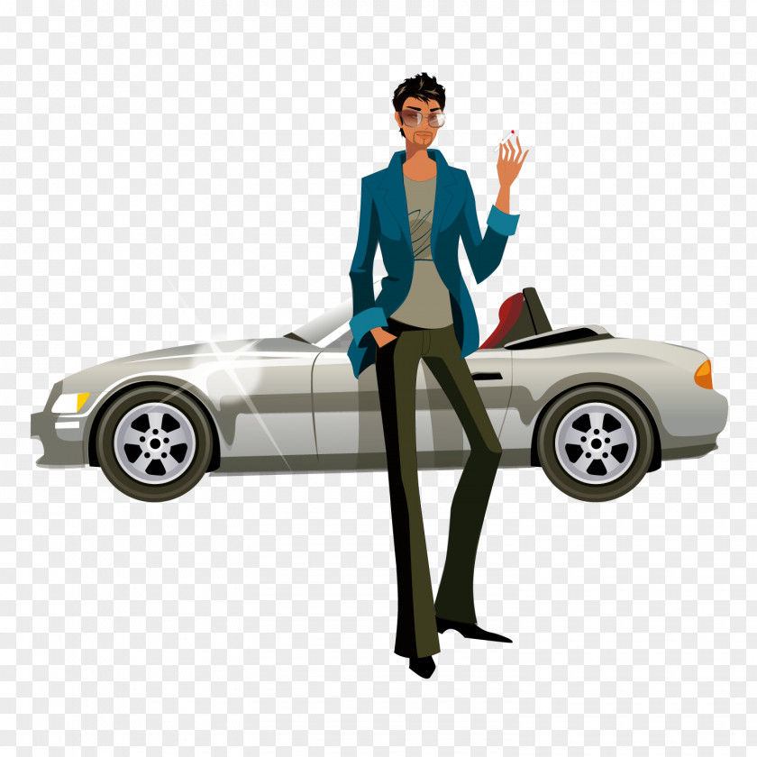 Luxury Car Fashion High Handsome Woman Photography Illustration PNG
