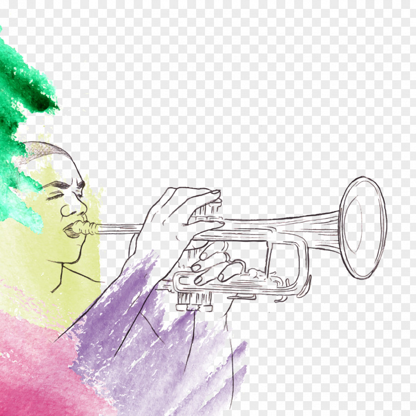 Vector Blowing Trumpet Jazz Illustration PNG