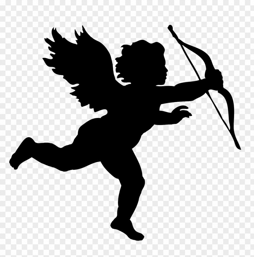 Cupid Cherub Silhouette Clip Art PNG