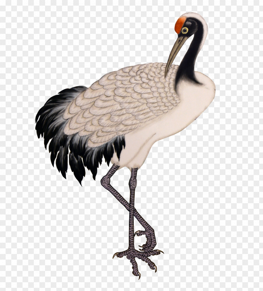 White Crane,Crane Ink Wash Painting PNG