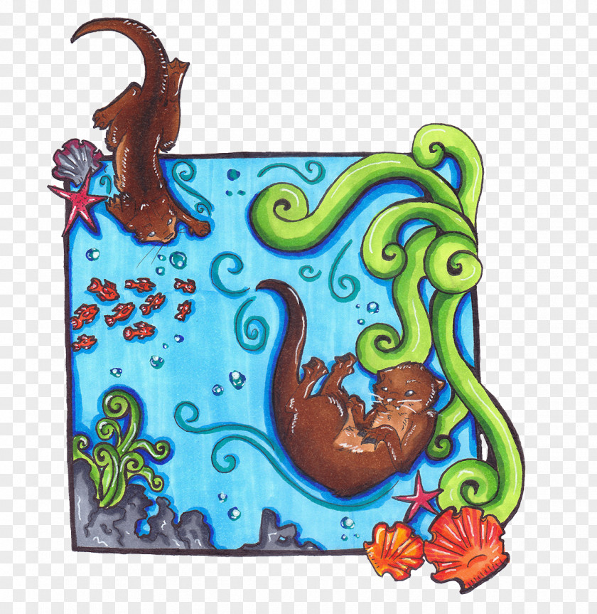 Otter Visual Arts Turquoise Organism Legendary Creature PNG