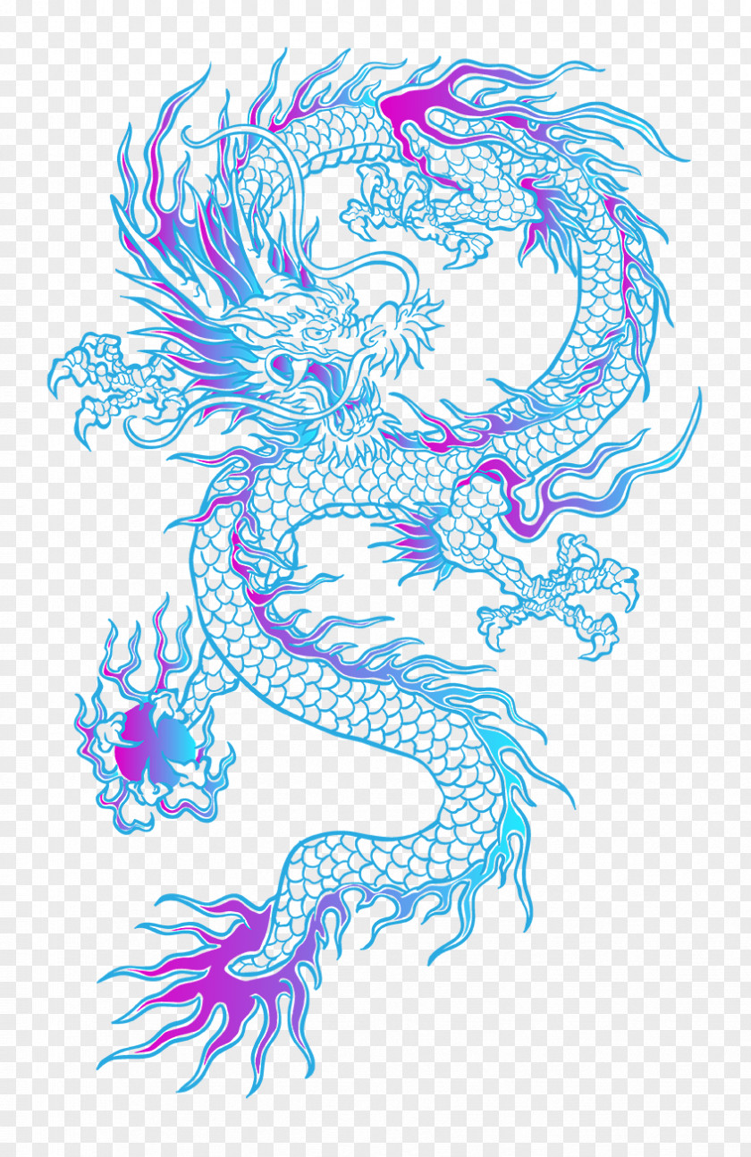 China Dragon Computer File PNG file, Dragon, teal and pink dragon illustration clipart PNG