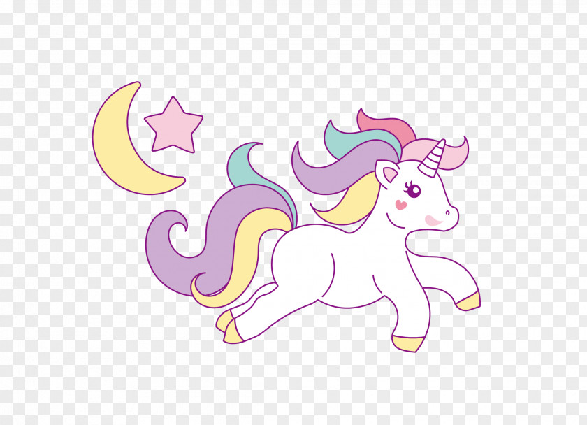 Vector Cartoon Concise Running Horse Unicorn Drawing Clip Art PNG