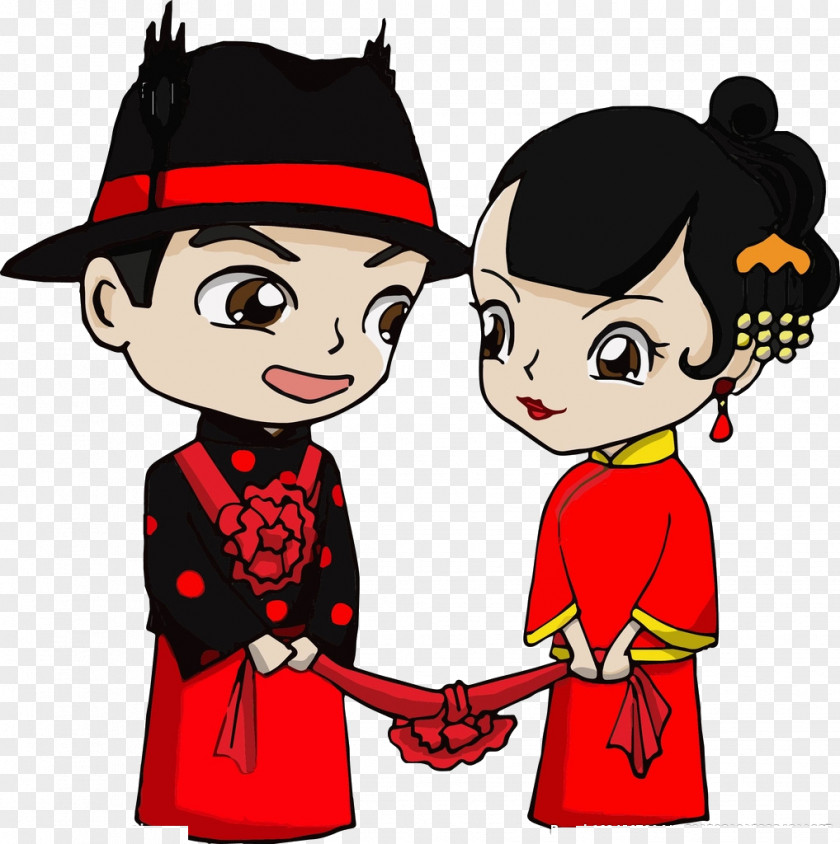 Bride And Groom Bridegroom Chinese Marriage Cartoon PNG