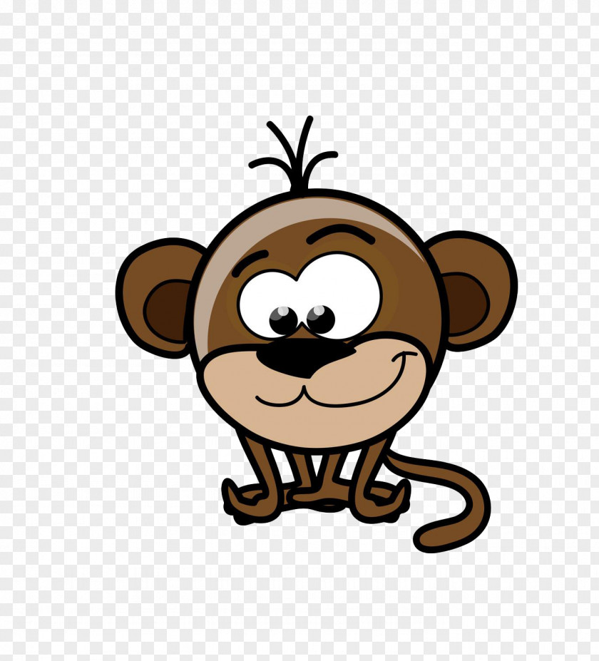 Squatting Monkeys Cartoon Animal Illustration PNG