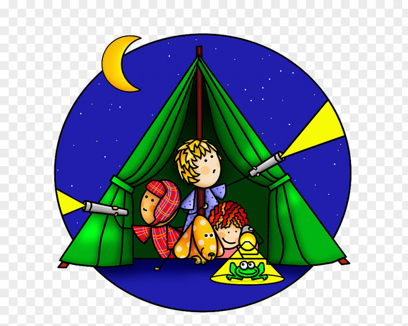 A Family Of Flashlight Lighting At Night Camping Drawing Illustration PNG